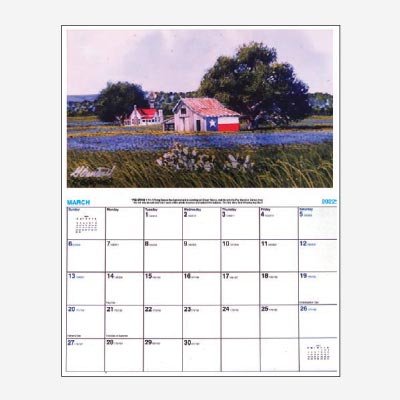 2022 Texas Bluebonnet Calendar 