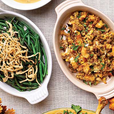 photo of holiday side dishes on table