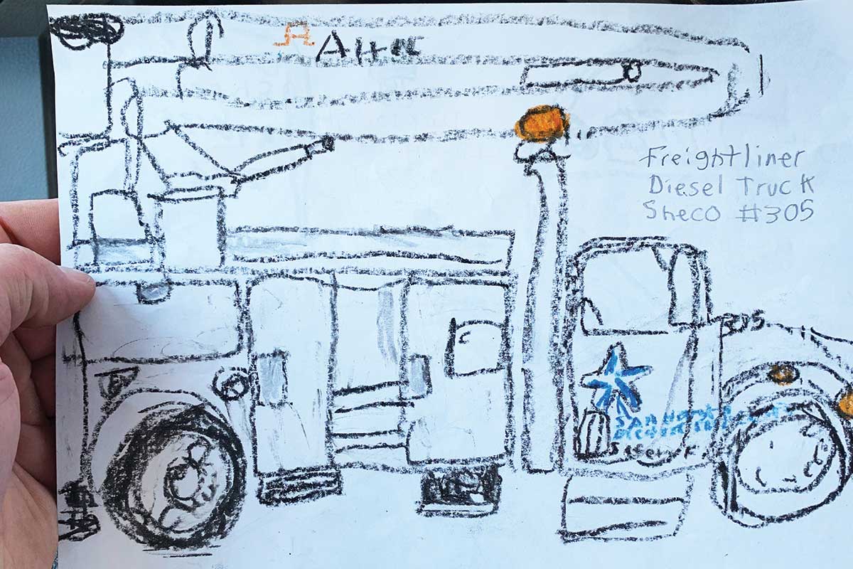 drawing of bucket truck