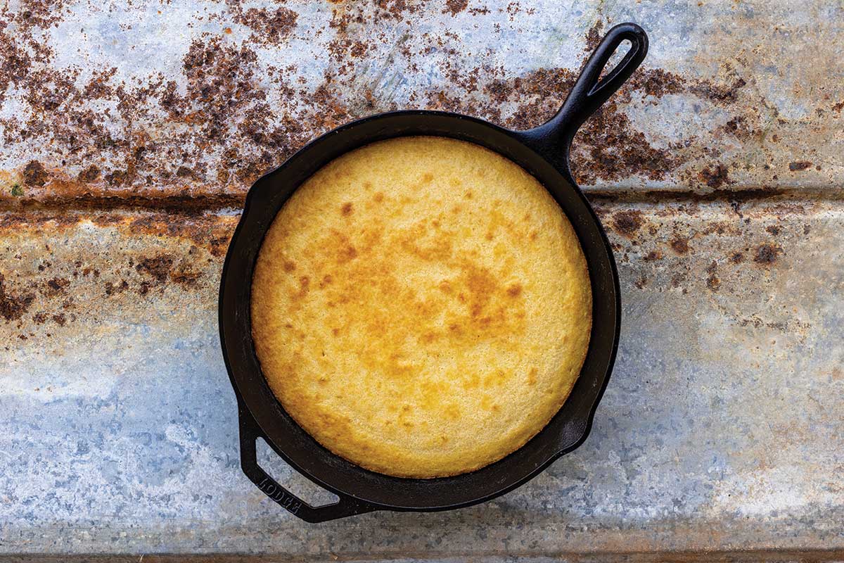 cornbread in a cast-iron pan