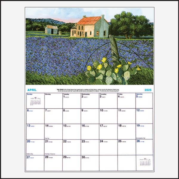 Texas Bluebonnets Calendar 