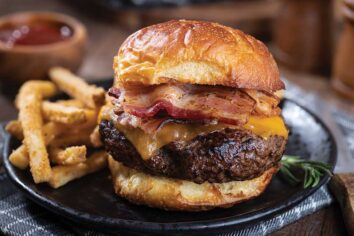 Photo of big, juice bacon cheeseburger