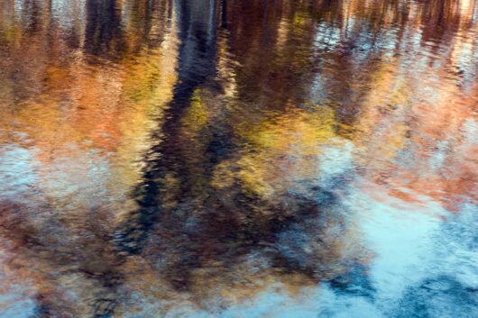 Colorful reflections on the surface of a river