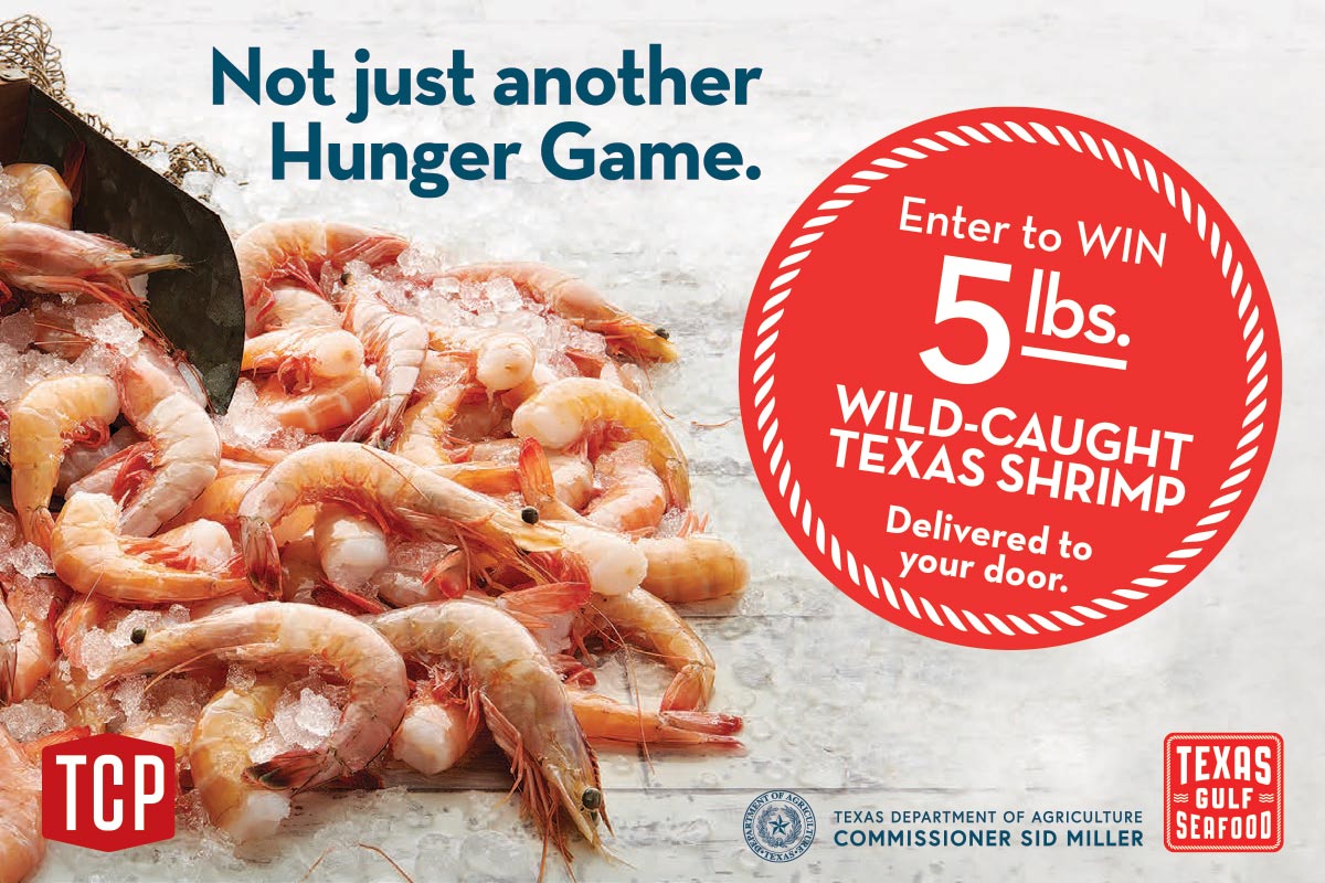 Enter to win 5 pounds of Texas Gulf Shrimp shipped to your door