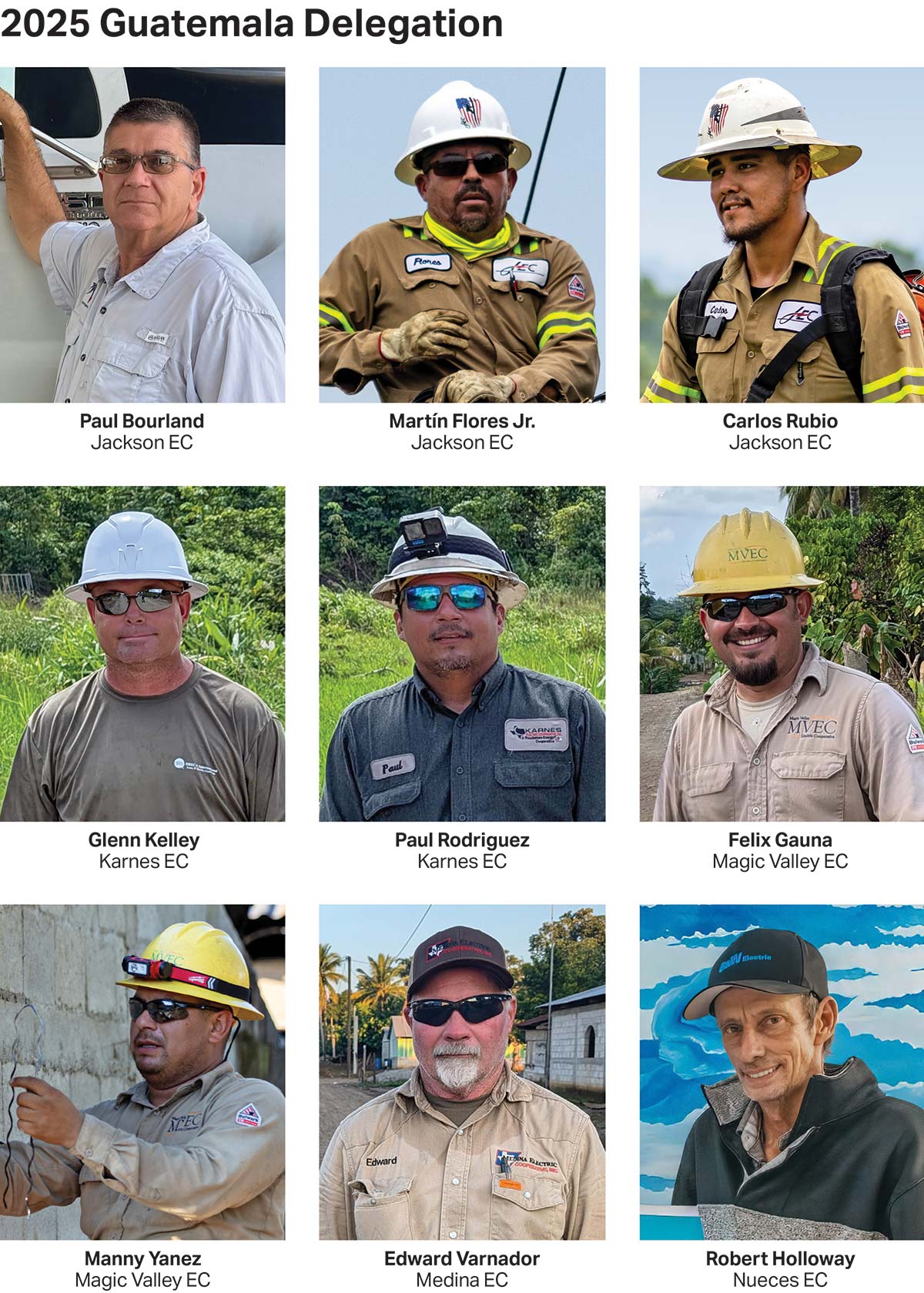 Photos, names and co-ops of the Guatemala delegation